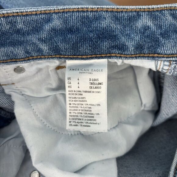 American Eagle Mom Jeans Womens 4 X-Long Medium Wash Tall 31" Inseam Stretch - Picture 5 of 6